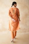 Shop_Gulabo Jaipur_Rust Silk Embroidery, Zari V-neck Jamila Kurta And Pant Set _at_Aza_Fashions