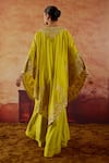Shop_Vinita Bhansali_Green Silk V-, Round Maryam Embroidered Cape Sharara Set _at_Aza_Fashions