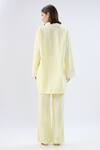 Shop_Raw & Rustic By Niti Bothra_Yellow Linen Collared, V-neck Top With Pant _at_Aza_Fashions