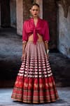 Buy_Rajdeep Ranawat_Fuchsia Dupion, Modal, Satin Tassels, Bethari Rubali Leela Skirt With Top _at_Aza_Fashions
