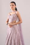 Samyukta Singhania Purple Net Sequins, Embroidery Sweetheart Geometric Hand Blouse Lehenga Set at Aza Fashions Samyukta Singhania_Purple Net Sequins, Embroidery Sweetheart Geometric Hand Blouse Lehenga Set _at_Aza_Fashions