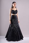 Samyukta Singhania Black Net Sequins, Embroidery Sweetheart Neck, Geometric Hand Lehenga Set Online at Aza Fashions Samyukta Singhania_Black Net Sequins, Embroidery Sweetheart Neck, Geometric Hand Lehenga Set _Online_at_Aza_Fashions