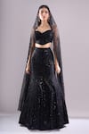 Shop Samyukta Singhania Black Net Sequins, Embroidery Sweetheart Neck, Geometric Hand Lehenga Set Online at Aza Fashions Shop_Samyukta Singhania_Black Net Sequins, Embroidery Sweetheart Neck, Geometric Hand Lehenga Set _Online_at_Aza_Fashions
