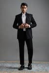 Buy Gargee Designers Black Polyester Brooches, Beads Aditya Tuxedo Pant Set at Aza Fashions Buy_Gargee Designers_Black Polyester Brooches, Beads Aditya Tuxedo Pant Set _at_Aza_Fashions