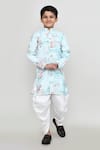 Buy_Petite Pomme_Blue Cotton, Silk Floral Print Kurta And Patiala Pant Set _at_Aza_Fashions
