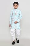 Buy_Petite Pomme_Blue Cotton, Silk Floral Print Kurta And Patiala Pant Set _Online_at_Aza_Fashions