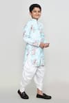 Petite Pomme_Blue Cotton, Silk Floral Print Kurta And Patiala Pant Set _at_Aza_Fashions