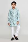 Buy_Petite Pomme_Sky Blue Jacquard, Shantoon Kurta And Pant Set _at_Aza_Fashions