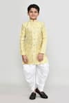 Buy_Petite Pomme_Gold Jacquard, Silk Pattern Kurta And Patiala Pant Set _at_Aza_Fashions