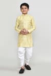 Buy_Petite Pomme_Gold Jacquard, Silk Pattern Kurta And Patiala Pant Set _Online_at_Aza_Fashions