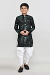 Buy_Petite Pomme_Black Jacquard, Silk Kurta And Patiala Pant Set _at_Aza_Fashions