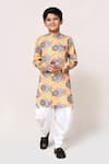 Buy_Petite Pomme_Yellow Cotton, Silk Foil Printing Bandhani Kurta And Dhoti Pant Set _at_Aza_Fashions