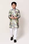 Buy_Petite Pomme_Green Cotton, Silk Floral Print Kurta And Pant Set _at_Aza_Fashions