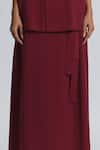 Line Out Line Maroon Tencel, Twill Long Skirt With Tie-up Detail Online at Aza Fashions Line Out Line_Maroon Tencel, Twill Long Skirt With Tie-up Detail _Online_at_Aza_Fashions