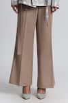 Buy_Line Out Line_Beige Denim Wide Legged Trouser _Online_at_Aza_Fashions