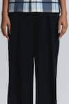 Line Out Line Navy Suiting Pleated Wide Leg Trouser Online at Aza Fashions Line Out Line_Navy Suiting Pleated Wide Leg Trouser _Online_at_Aza_Fashions