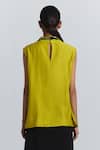 Shop Line Out Line Yellow Chanderi High , Keyhole Sequined Abstract Pattern Vest Top at Aza Fashions Shop_Line Out Line_Yellow Chanderi High , Keyhole Sequined Abstract Pattern Vest Top _at_Aza_Fashions