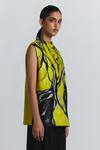 Line Out Line Yellow Chanderi High , Keyhole Sequined Abstract Pattern Vest Top at Aza Fashions Line Out Line_Yellow Chanderi High , Keyhole Sequined Abstract Pattern Vest Top _at_Aza_Fashions