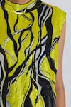 Buy Line Out Line Yellow Chanderi High , Keyhole Sequined Abstract Pattern Vest Top Buy_Line Out Line_Yellow Chanderi High , Keyhole Sequined Abstract Pattern Vest Top