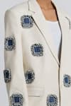 Buy_Line Out Line_Ivory Denim, Twill Fringe, Embroidery Patchwork Embellished Blazer 