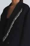 Buy Line Out Line Black Suiting Beads Embellished Double-breasted Blazer Buy_Line Out Line_Black Suiting Beads Embellished Double-breasted Blazer