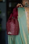 Buy_Araani Design_Maroon Embroidery, Tassels, Studs Sheesham Textured And Hand Potli _at_Aza_Fashions