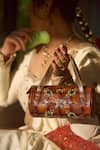 Buy_Araani Design_Brown Gemstones, Embroidery Embellished And Hand Dholki Bag _at_Aza_Fashions