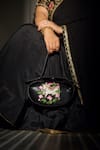 Shop_Araani Design_Black Embroidery, Beads, Sequins Kamdhenu Reshamdozi Hand Bag _at_Aza_Fashions