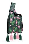 Shop_Araani Design_Olive Green Embroidery, Tassels Pichwai Reshamdozi Bag _at_Aza_Fashions