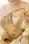 Araani Design_Brown Embroidery, Beads, Sequins Mughal Hand Shoulder Bag _Online_at_Aza_Fashions