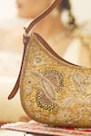 Buy_Araani Design_Brown Embroidery, Beads, Sequins Mughal Hand Shoulder Bag _Online_at_Aza_Fashions