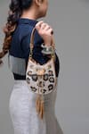 Shop Araani Design Multi Color Embroidery, Tassels, Chains The Sauvage Front Bag at Aza Fashions Shop_Araani Design_Multi Color Embroidery, Tassels, Chains The Sauvage Front Bag _at_Aza_Fashions