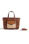 Buy Araani Design Brown Araani Ambera Interlocked Leather Tote Bag Online at Aza Fashions Buy_Araani Design_Brown Araani Ambera Interlocked Leather Tote Bag _Online_at_Aza_Fashions