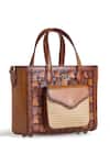 Araani Design Brown Araani Ambera Interlocked Leather Tote Bag at Aza Fashions Araani Design_Brown Araani Ambera Interlocked Leather Tote Bag _at_Aza_Fashions