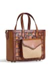 Buy Araani Design Brown Araani Ambera Interlocked Leather Tote Bag Buy_Araani Design_Brown Araani Ambera Interlocked Leather Tote Bag