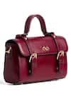Araani Design Maroon Buckles Victorian Satchel Chrome Free Bag Online at Aza Fashions Araani Design_Maroon Buckles Victorian Satchel Chrome Free Bag _Online_at_Aza_Fashions