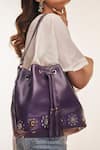 Shop Araani Design Purple Studs Metamorphosis Bohemian Shoulder Bucket Bag at Aza Fashions Shop_Araani Design_Purple Studs Metamorphosis Bohemian Shoulder Bucket Bag _at_Aza_Fashions