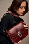 Buy Araani Design Maroon Buckles Victorian Embellished Satchel Bag at Aza Fashions Buy_Araani Design_Maroon Buckles Victorian Embellished Satchel Bag _at_Aza_Fashions