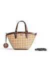 Araani Design Brown Chains Cane Weave Embellished Luxe Bag Online at Aza Fashions Araani Design_Brown Chains Cane Weave Embellished Luxe Bag _Online_at_Aza_Fashions