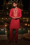 Buy Darzi House Red Cotton, Chanderi Embroidery, Zari Ruby Zardozi Kurta Set at Aza Fashions Buy_Darzi House_Red Cotton, Chanderi Embroidery, Zari Ruby Zardozi Kurta Set _at_Aza_Fashions
