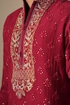 Buy Darzi House Red Cotton, Chanderi Embroidery, Zari Ruby Zardozi Kurta Set Buy_Darzi House_Red Cotton, Chanderi Embroidery, Zari Ruby Zardozi Kurta Set