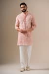 Buy Darzi House Peach Cotton, Chanderi Embroidery, Zari Floral Blush Kurta Set at Aza Fashions Buy_Darzi House_Peach Cotton, Chanderi Embroidery, Zari Floral Blush Kurta Set _at_Aza_Fashions