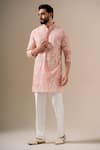 Buy Darzi House Peach Cotton, Chanderi Embroidery, Zari Floral Blush Kurta Set Buy_Darzi House_Peach Cotton, Chanderi Embroidery, Zari Floral Blush Kurta Set