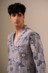 Darzi House_Blue Cotton Beads, Pearls, Sequins, Embroidery Stone Garden Kurta Set _at_Aza_Fashions