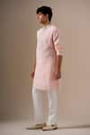 Shop_Darzi House_Pink Cotton, Chanderi Embroidery, Beads Radiant Thread Work Kurta Set _at_Aza_Fashions