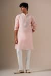 Darzi House_Pink Cotton, Chanderi Embroidery, Beads Radiant Thread Work Kurta Set _Online_at_Aza_Fashions