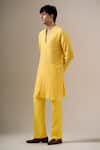 Darzi House_Yellow Cotton, Chanderi Embroidery, Sequins, Beads Sunlit Charm Kurta Set _Online_at_Aza_Fashions
