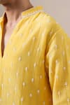 Shop_Darzi House_Yellow Cotton, Chanderi Embroidery, Sequins, Beads Sunlit Charm Kurta Set _Online_at_Aza_Fashions