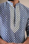 Buy Darzi House Blue Chanderi Cotton Mirrors, Beads Indigo Mosaic Print Mirrorwork Kurta Set Buy_Darzi House_Blue Chanderi Cotton Mirrors, Beads Indigo Mosaic Print Mirrorwork Kurta Set