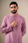 Darzi House_Purple Silk Embroidery, Sequins Mauve Twilight Kurta Set _Online_at_Aza_Fashions